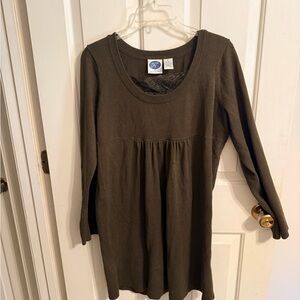 Diane Gilman Dark Olive Lace Detail Top